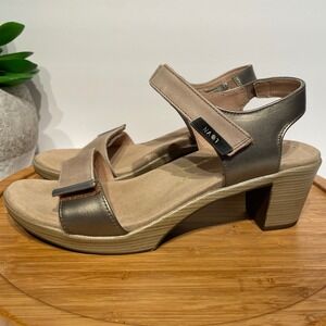 NAOT Intact Bronze Leather Sandal Women 8 Chunky Metallic Comfort Heel Boho Chic